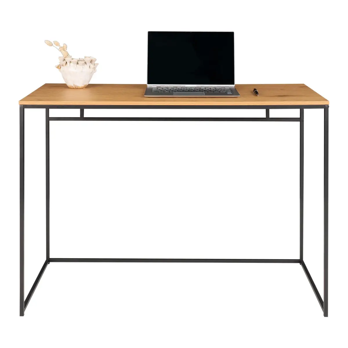 Vita - Skrivebord med sort ramme og egetræslook bordplade 100x45x75 cm, produktbillede 3 af 5, Skriveborde hos HomeNordic