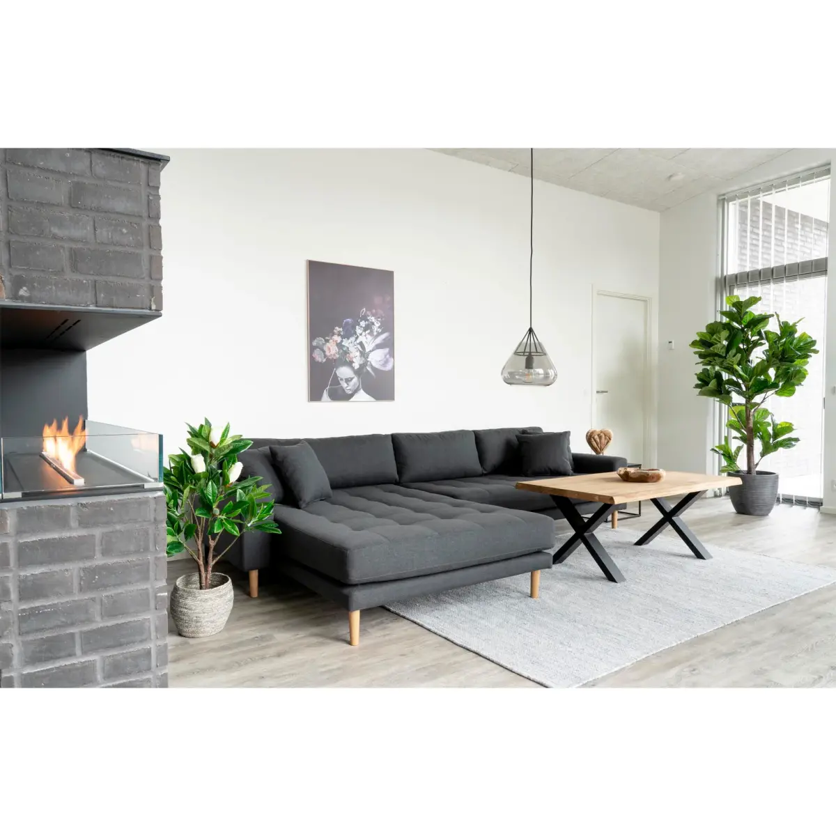 Lido Loungesofa - Loungesofa, Venstrevendt  I Mørkegrå Med Fire Puder Og Natur Træben, Hn1002 -  Erstates Af 1301603 – billede 2