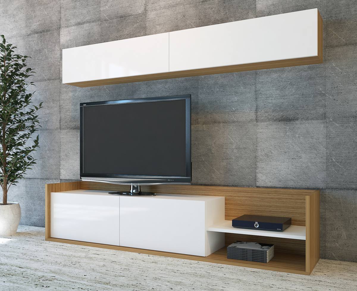 FUNZI LIVING TV-bord og væghylde, m. låger og hylde, produktbillede 3 af 4, TV-borde hos HomeNordic