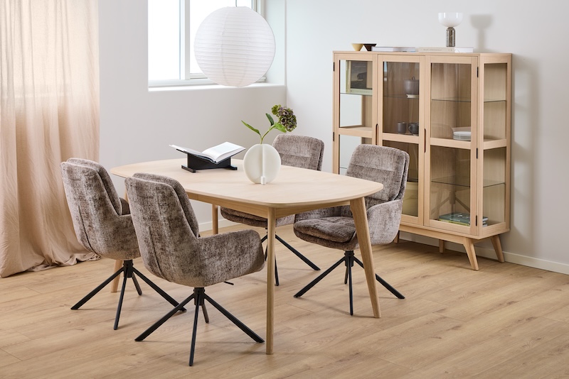 Spisebordsstol med armlæn, vippe funktion og drejefunktion, støvet brun, produktbillede 6 af 11, Spisebordsstole hos HomeNordic