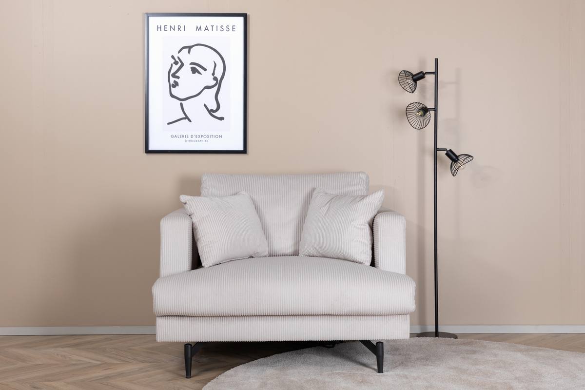 Warden - Lænestol i beige polyester fløjl, produktbillede 5 af 15, Lænestole hos HomeNordic