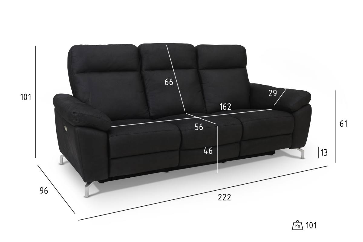 Selma 3 personers sofa med elevations sæder til nakke, ryg og ben i, produktbillede 6 af 6, Sofaer hos HomeNordic