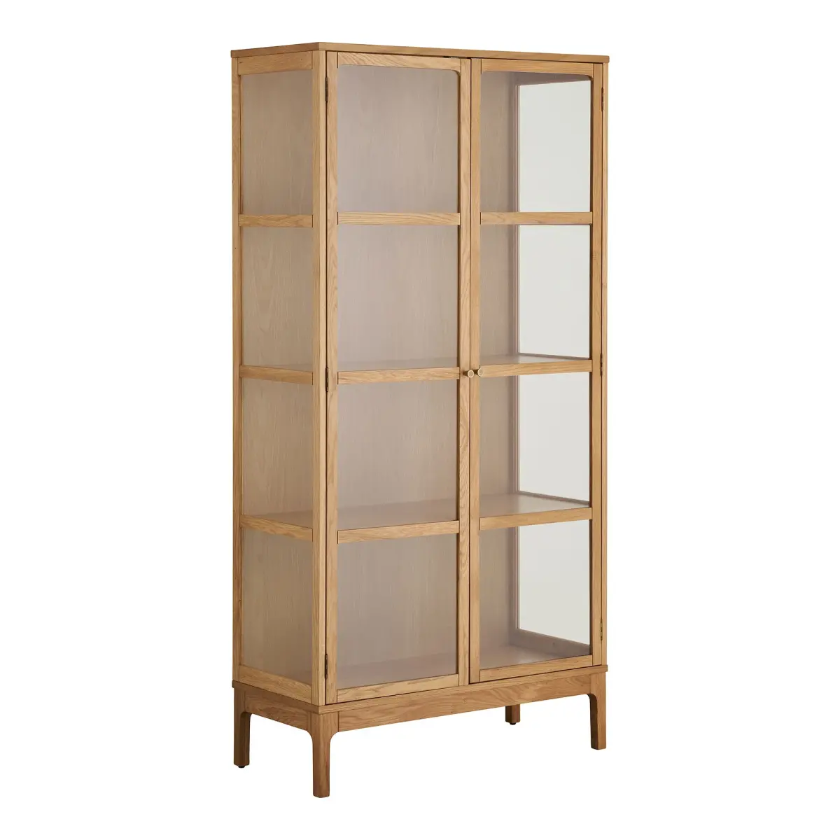 Zamora Vitrineskab - Vitrineskab, 2 Glaslåger, 3 Hylder, Eg/Egefiner/Hærdet Glas, Natur 40X90X180 Cm – billede 2