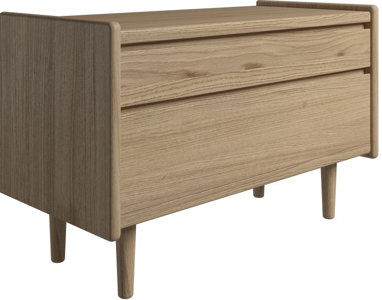 Krone sengebord i olieret egefiner 80 cm bred med 2 skuffer, Sengeborde hos HomeNordic