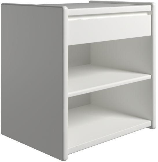 Krone hvidlakeret sengebord 50 cm bred med 1 skuffe og 1 hylde, Sengeborde hos HomeNordic