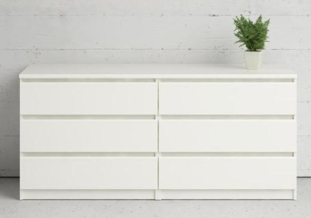 Nibe 150 cm bred kommode hvid ask med 6 skuffer., Kommoder hos HomeNordic