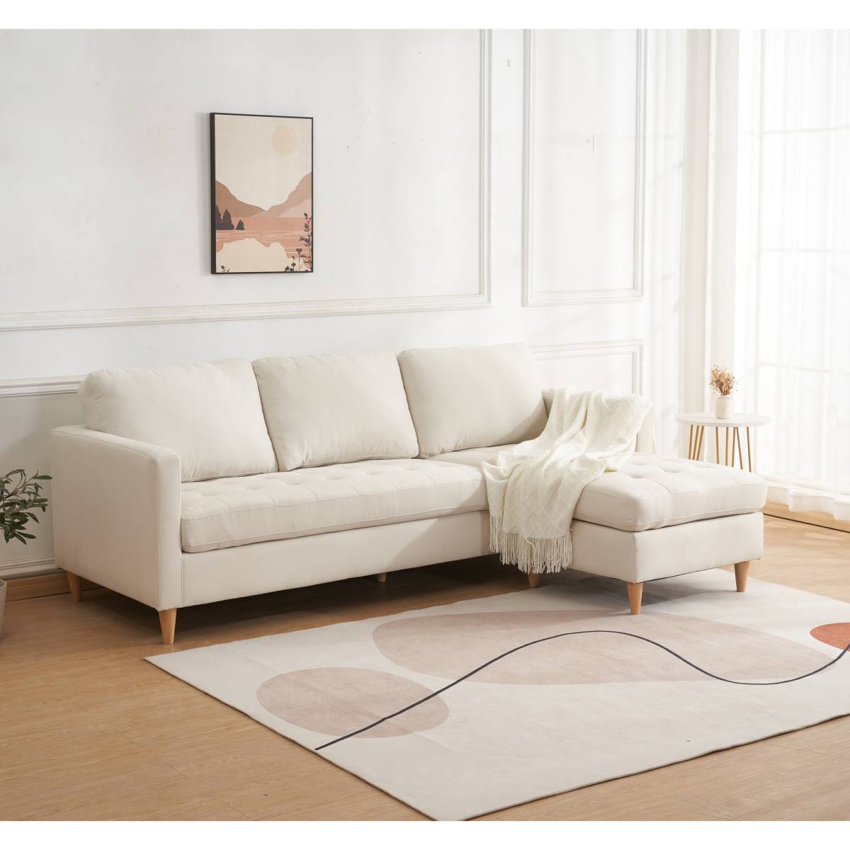Milano Lounge sofa l lys sand farvet stof, produktbillede 4 af 4, Sofaer hos HomeNordic