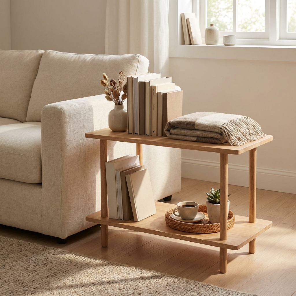 Loop - Reol-bord med to hylder i massiv eg og en bredde på 70 cm, produktbillede 2 af 15, Nordisk design hos HomeNordic