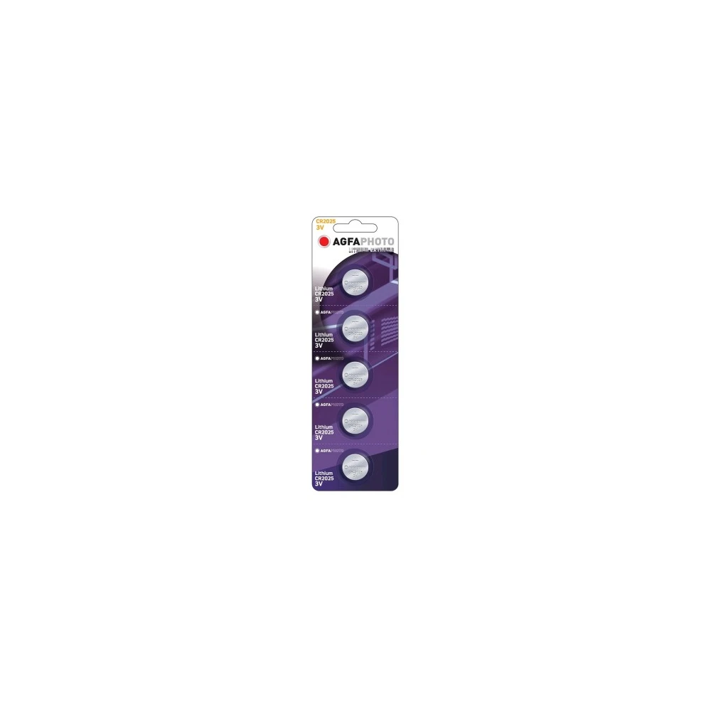 CR2025 5-pak AgfaPhoto knapcellebatteri, Knapcellebatterier hos HomeNordic