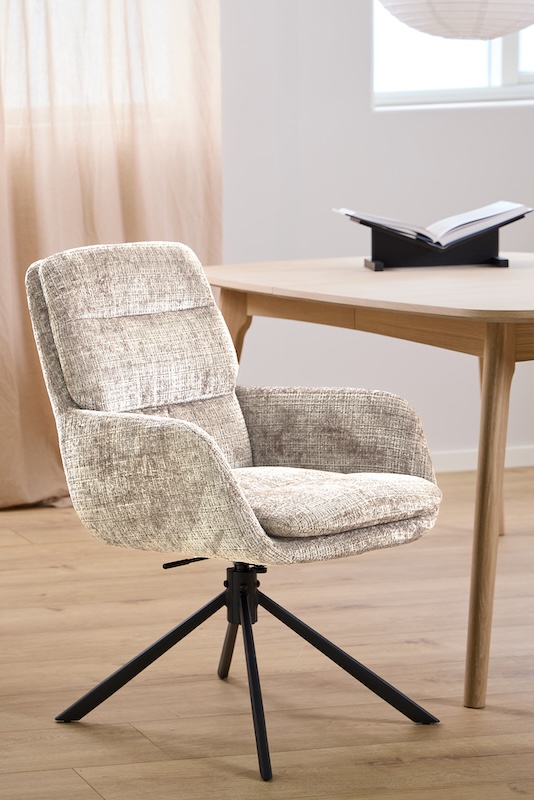 Spisebordsstol med armlæn, vippe funktion og drejefunktion, beige, produktbillede 9 af 11, Spisebordsstole hos HomeNordic
