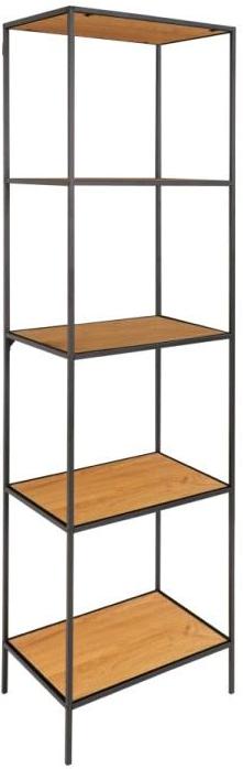 Valencia 50 cm reol i sort metalstel og med 5 hylder i ege look., Reoler hos HomeNordic