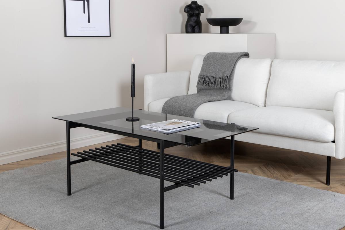 Bodia - Sofabord i røgfarvet glas og sort metal, 60 x 120 cm., produktbillede 5 af 9, Moderne designs hos HomeNordic