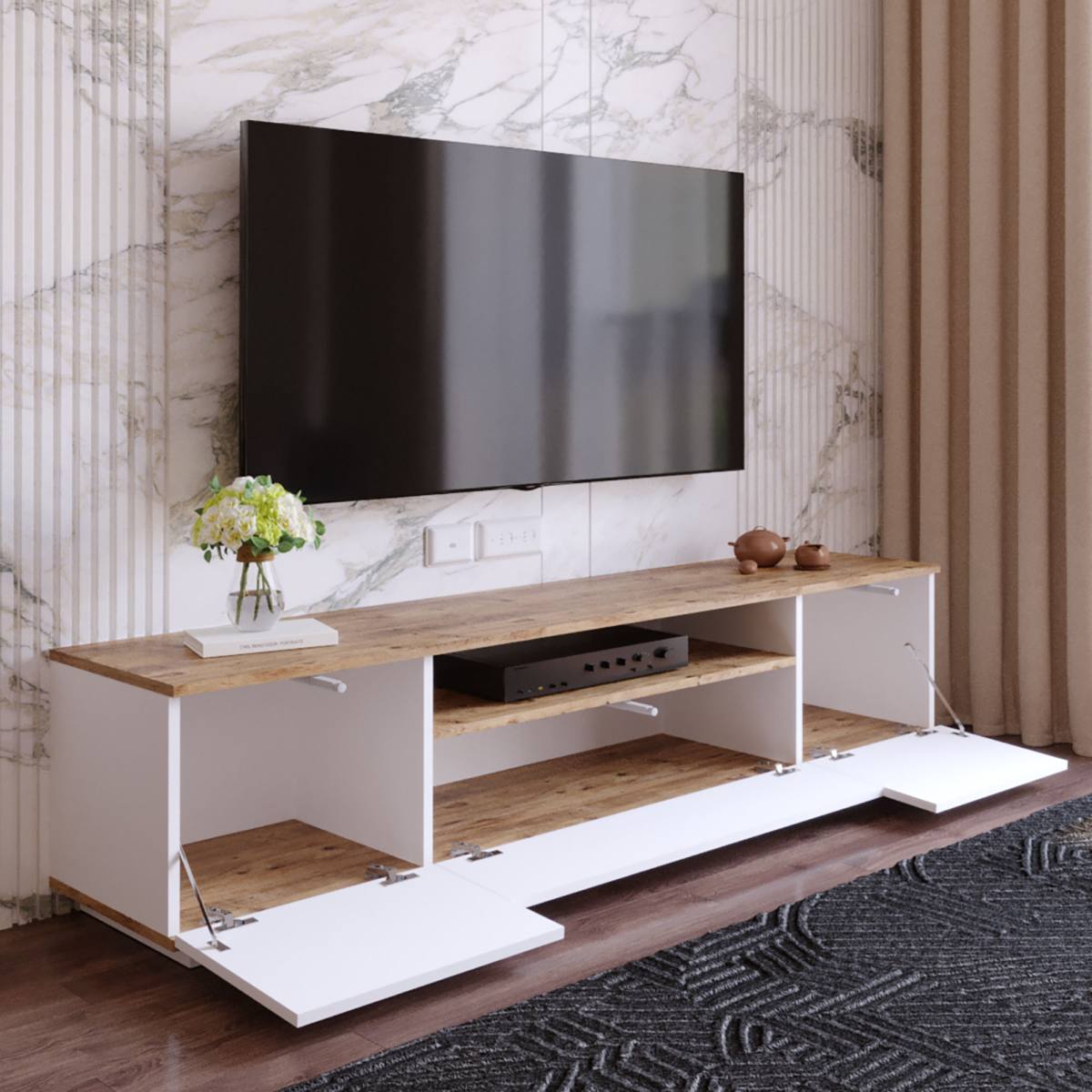 NORDVÄRK FR7 TV-bord, m. 3 låger og 1 hylde, produktbillede 6 af 12, TV-borde hos HomeNordic