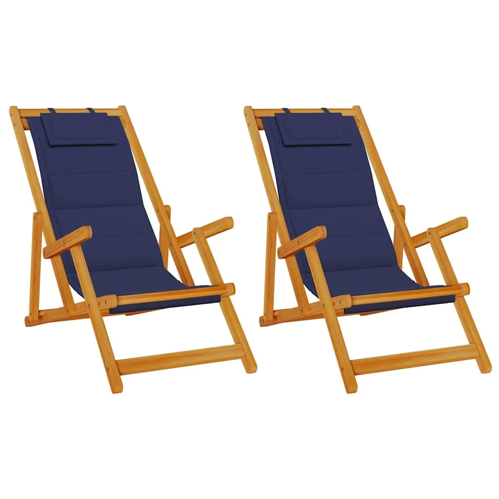 Strandstol Med Pude Massivt Akacietræ, produktbillede 2 af 11, Havestole i akacietræ hos HomeNordic