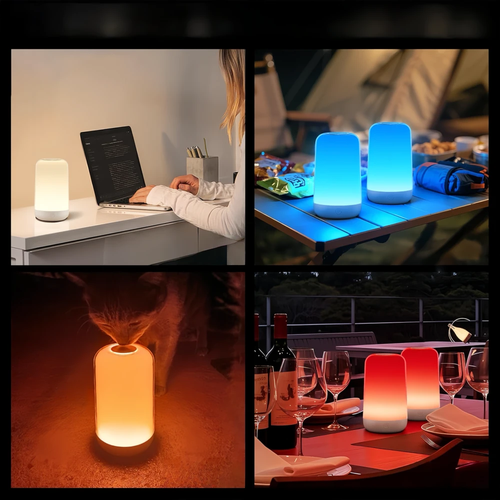Opladelig RGB+CCT LED bord/natlampe, Bordlamper hos HomeNordic