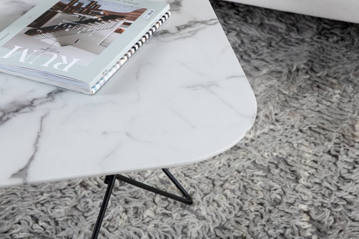 Tubas- Sofabord i hvid marmor glas og sort metal, 80 x 80 cm, produktbillede 7 af 11, Moderne designs hos HomeNordic