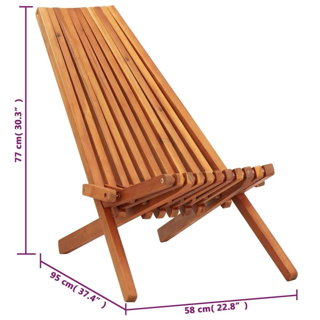 Foldbar Loungestol Massivt Akacietræ, produktbillede 8 af 9, Havestole i akacietræ hos HomeNordic