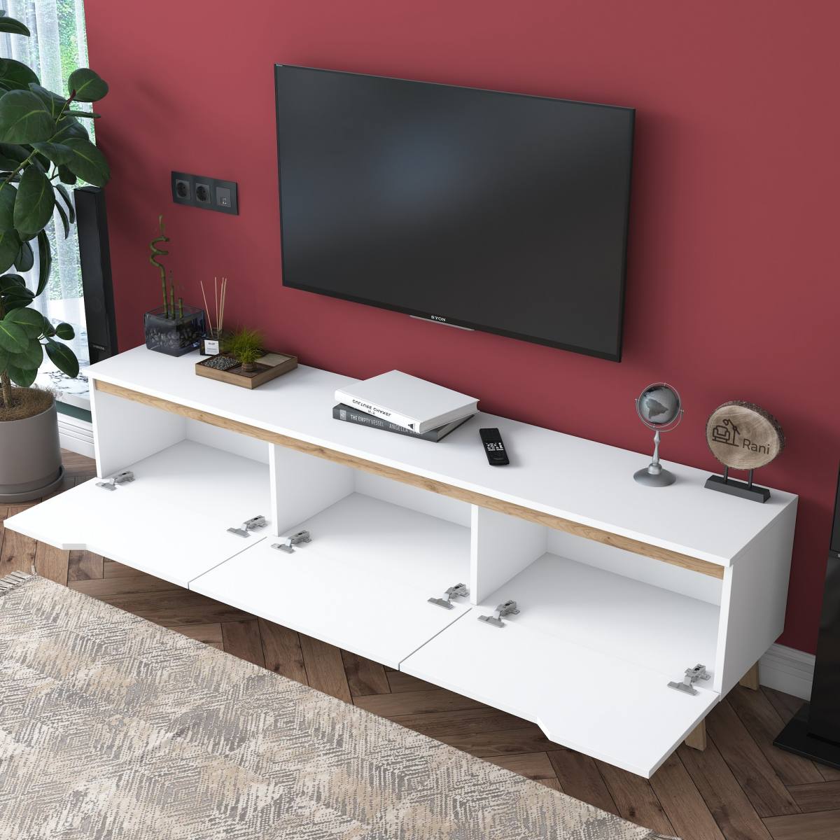 NORDVÄRK D1 TV-bord, m. 3 låger, produktbillede 10 af 10, TV-borde hos HomeNordic