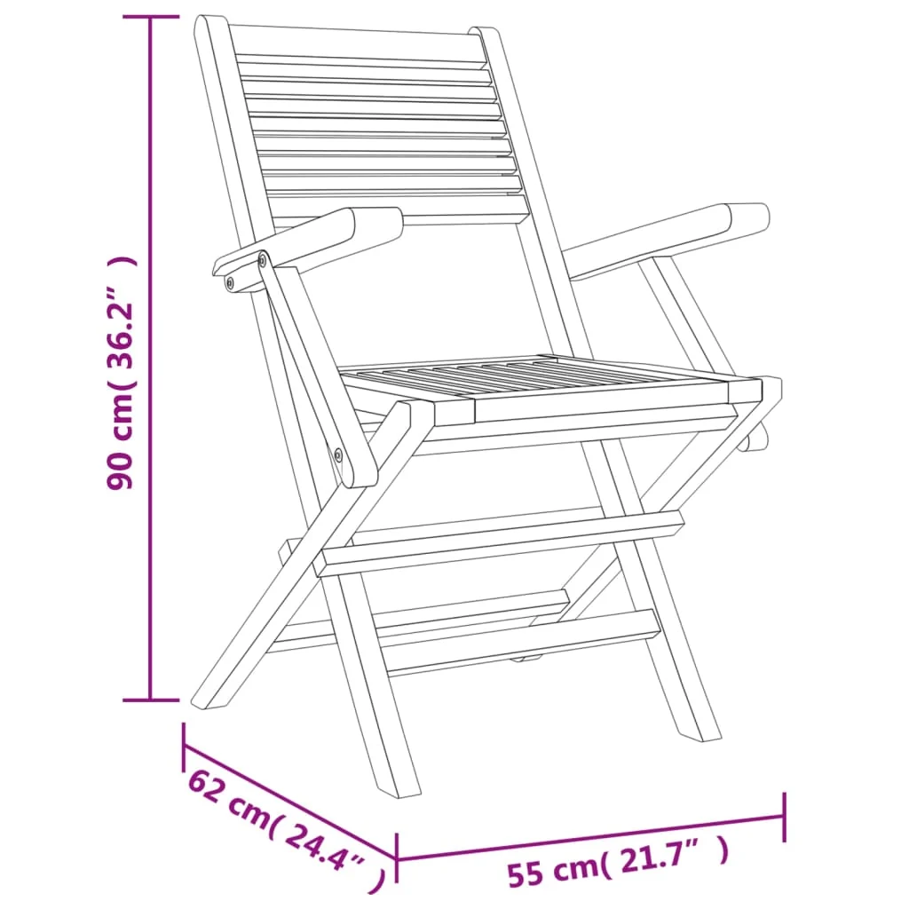 Havestole 55x62x90 Cm Foldbare Massivt Teaktræ, produktbillede 8 af 15, Havestole i teaktræ hos HomeNordic