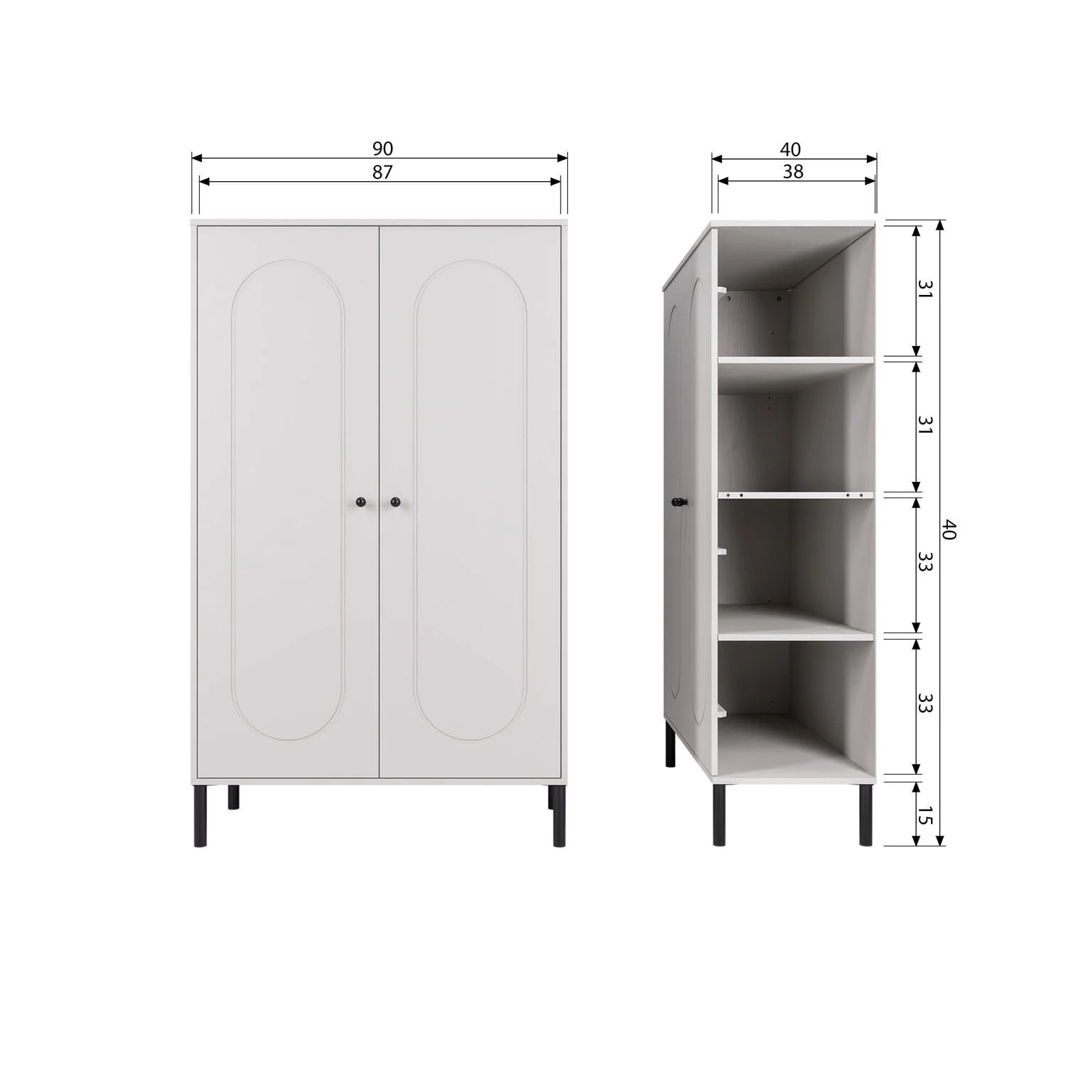 WOOOD Xina Lavt Skab Fyrretræ Cloud Grey FSC, produktbillede 6 af 6, Garderobeskabe hos HomeNordic