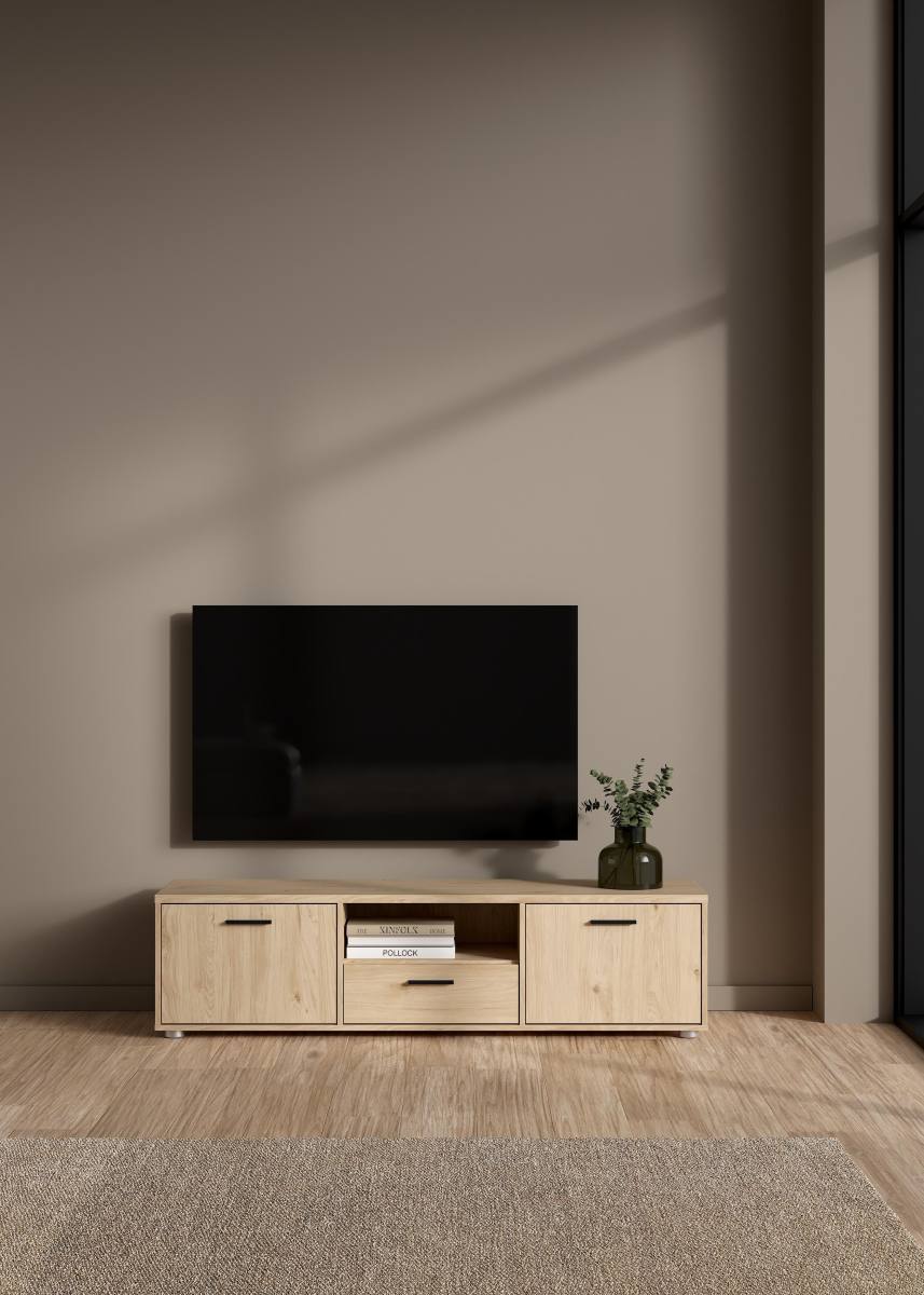 TVILUM Media TV-bord, m. 2 låger, 2 hylder, 1 rum og 1 skuffe, produktbillede 8 af 8, TV-borde hos HomeNordic