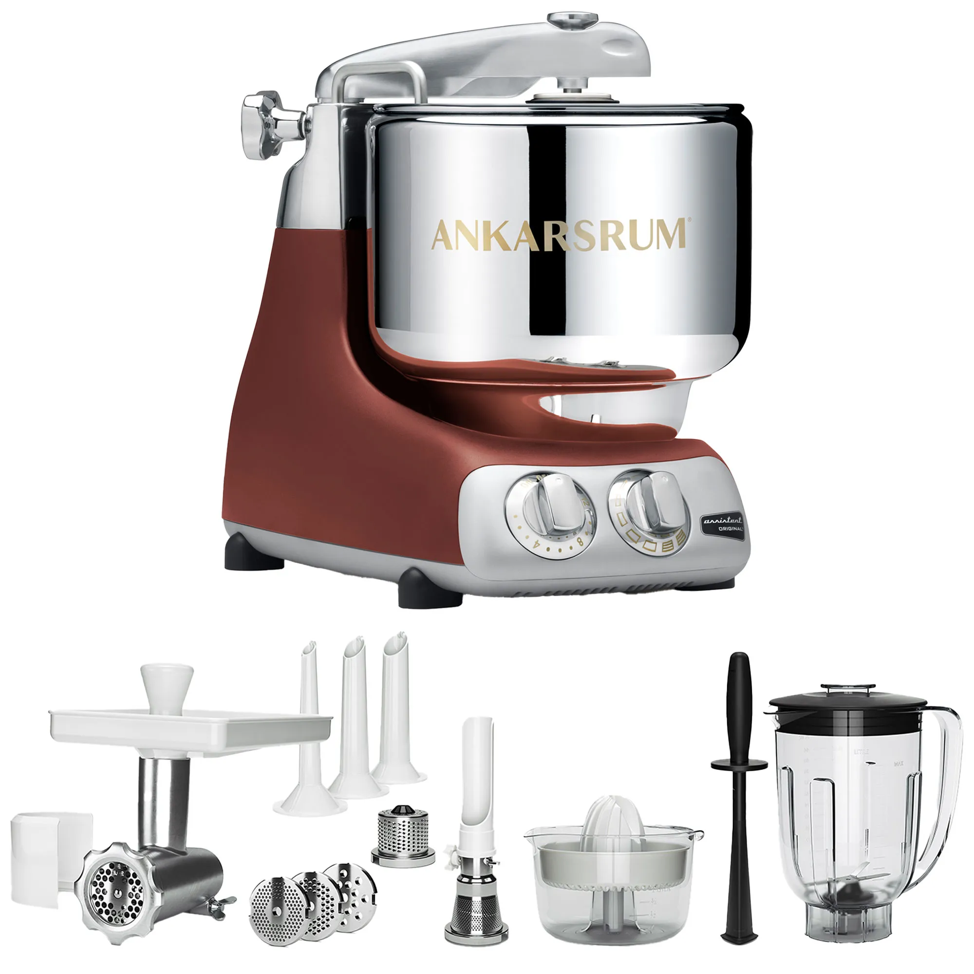 Ankarsrum Assistent Original AKM6230 Rustic Maroon + Deluxe, Røremaskiner hos HomeNordic