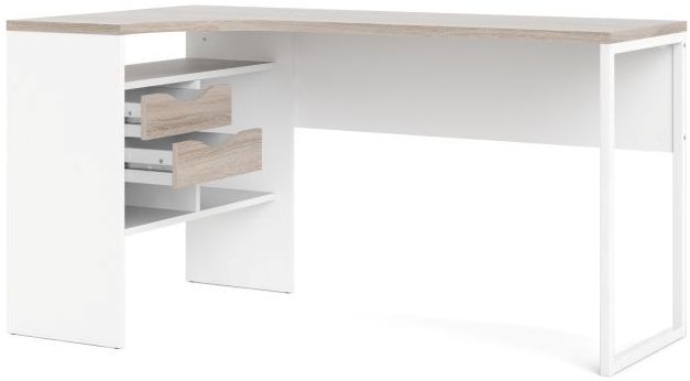 Prestige skrivebord 145 x 81 cm hvid trøffel med 2 skuffer., Skriveborde hos HomeNordic