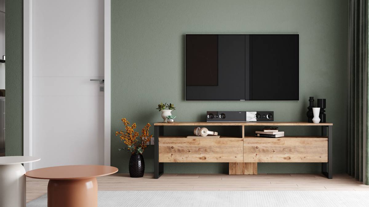 NORDVÄRK ML19 TV-bord, m. låge og 2 hylder, produktbillede 6 af 6, TV-borde hos HomeNordic