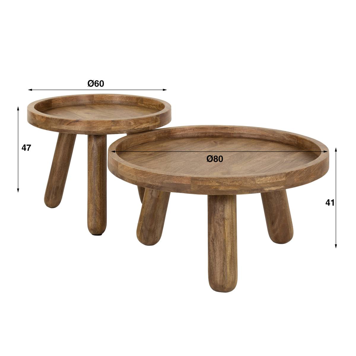 Rheino - Sofabordssæt i massivt mangotræ, produktbillede 5 af 5, Moderne designs hos HomeNordic
