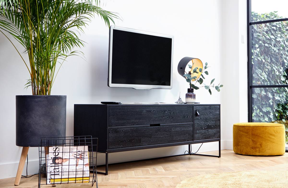 WOOOD EXCLUSIVE Silas TV-bord, m. 1 låge, 1 hylde, 2 skuffer, produktbillede 8 af 8, TV-borde hos HomeNordic