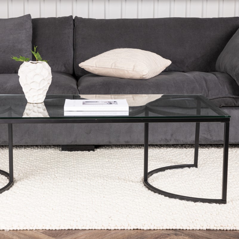 Plexus - Sofabord i glas og metal, 70 x 140 cm, Moderne designs hos HomeNordic