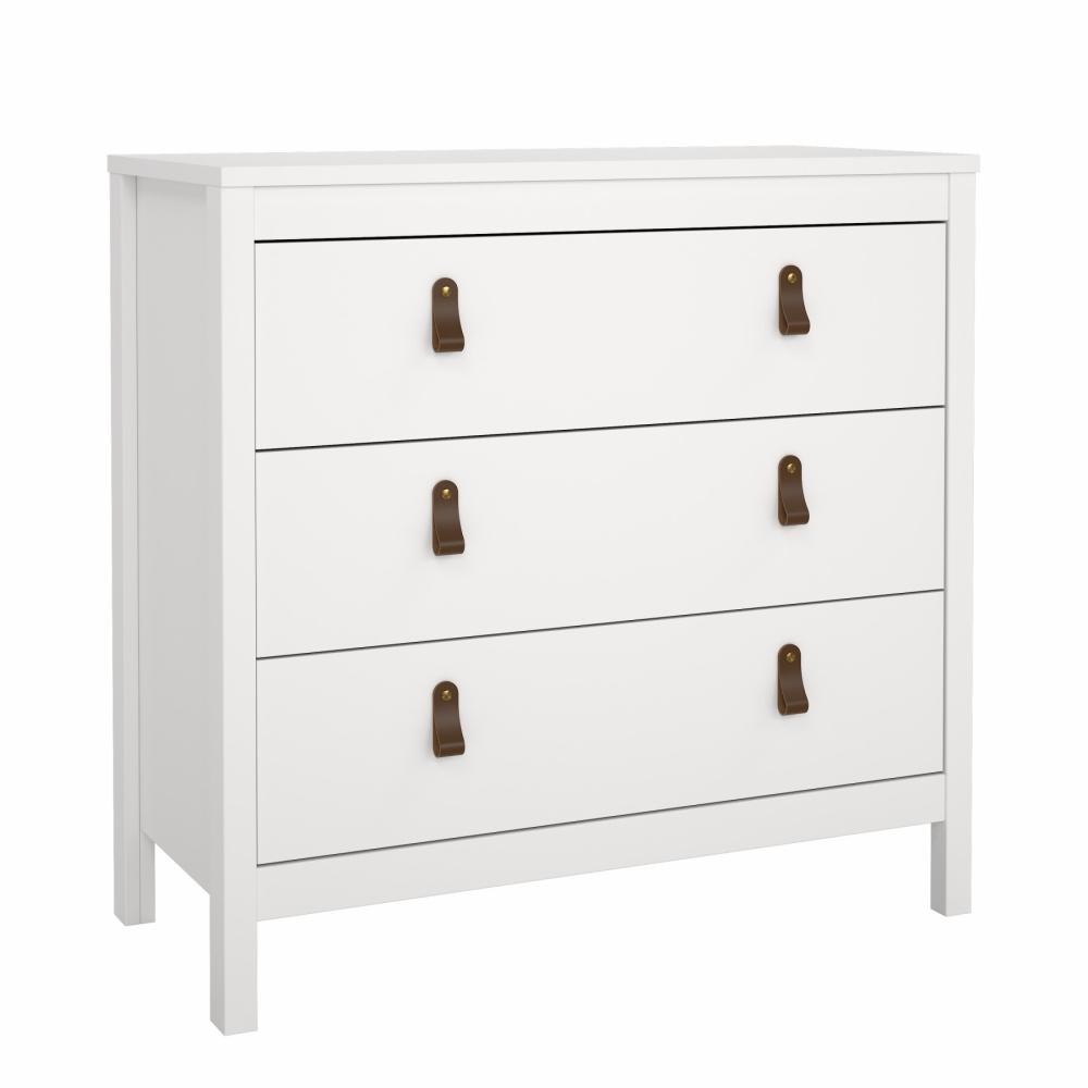 Lund kommode 3 skuffer 80 cm bred fås i flere farver Hvid, Kommoder hos HomeNordic