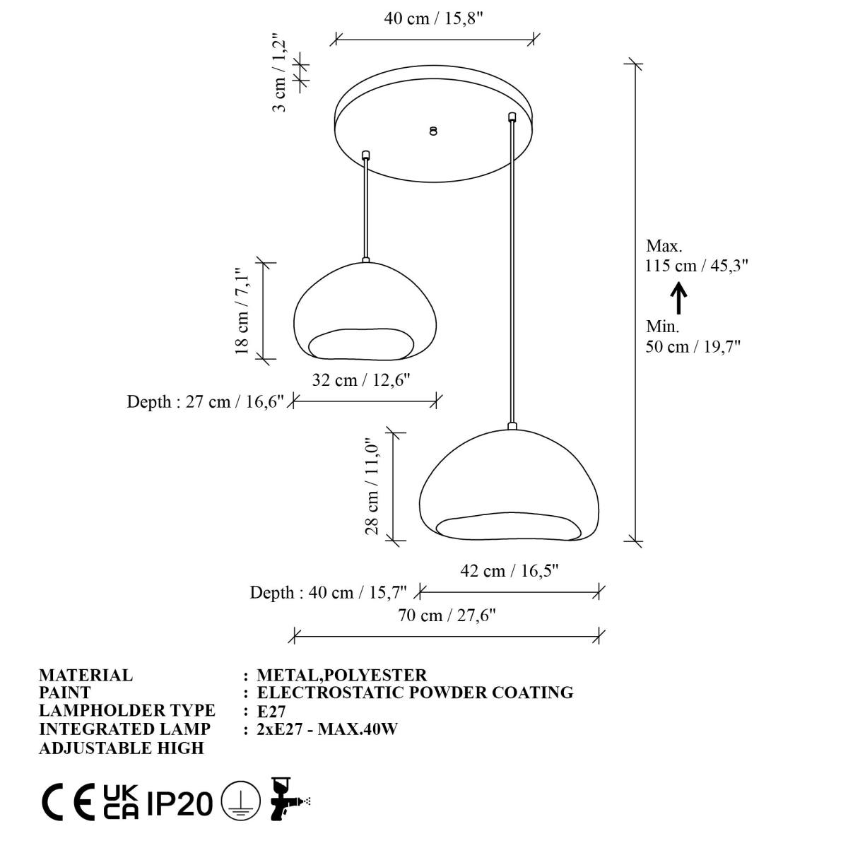 NORDVÄRK Loval-30-40-T-Nua loftlampe, produktbillede 2 af 6, Loftlamper hos HomeNordic