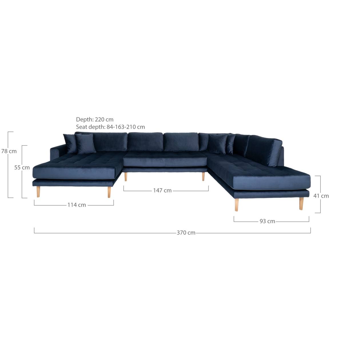 HOUSE NORDIC LIDO M/ÅBEN ENDE VENSTRE MØRKEBLÅ VELOUR, produktbillede 5 af 5, Sofaer hos HomeNordic