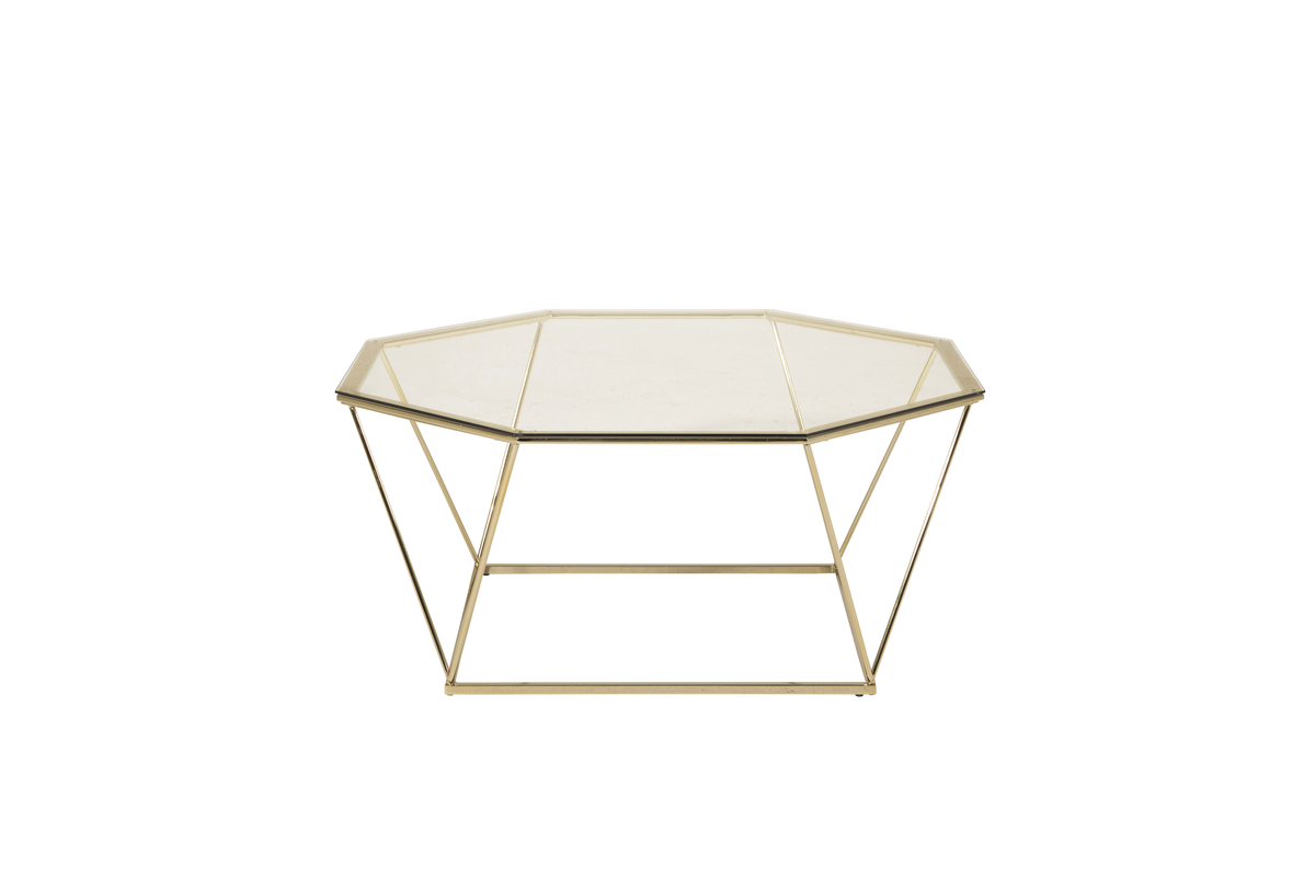 Octogon - Sofabord i guldfarvet metal og glas, produktbillede 5 af 5, Moderne designs hos HomeNordic