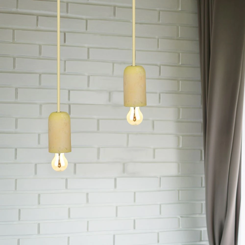 Gul beton pendel lampe, E27 fatning, Pendler hos HomeNordic