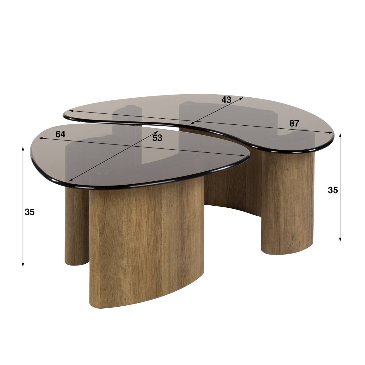 Vaso - Sofaborde med organisk form i brunt glas, produktbillede 6 af 6, Moderne designs hos HomeNordic