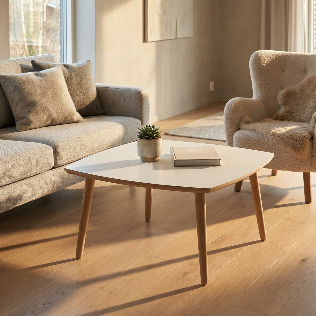 Boot - Sofabord i hvid laminat med egeben, vælg mellem 4 størrelser, produktbillede 2 af 13, Nordisk design hos HomeNordic