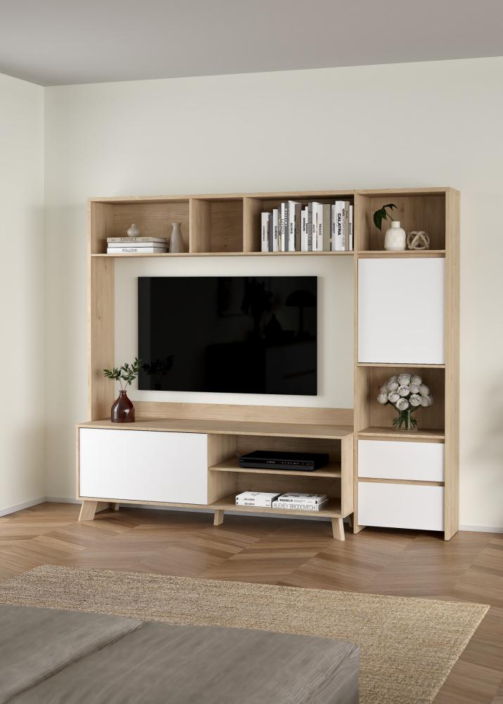 TVILUM Next TV-reol 1 skydelåge + 1 låge + 2 skuffer, produktbillede 11 af 14, Reoler hos HomeNordic