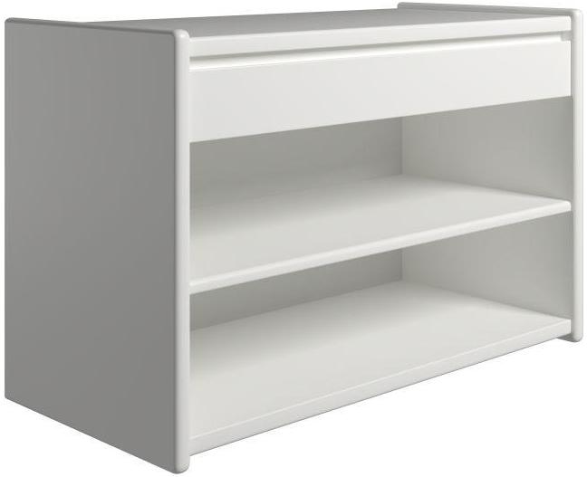 Krone 80 cm bredt hvidlakeret sengebord med 1 skuffe og 1 hylde, Sengeborde hos HomeNordic