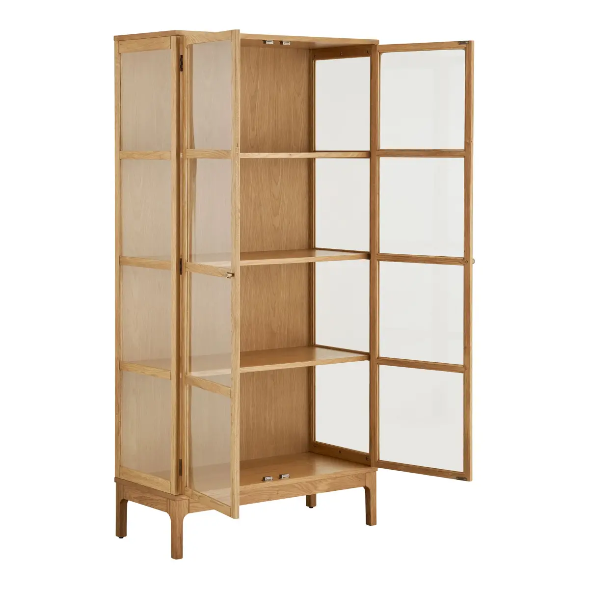 Zamora Vitrineskab - Vitrineskab, 2 Glaslåger, 3 Hylder, Eg/Egefiner/Hærdet Glas, Natur 40X90X180 Cm – billede 4