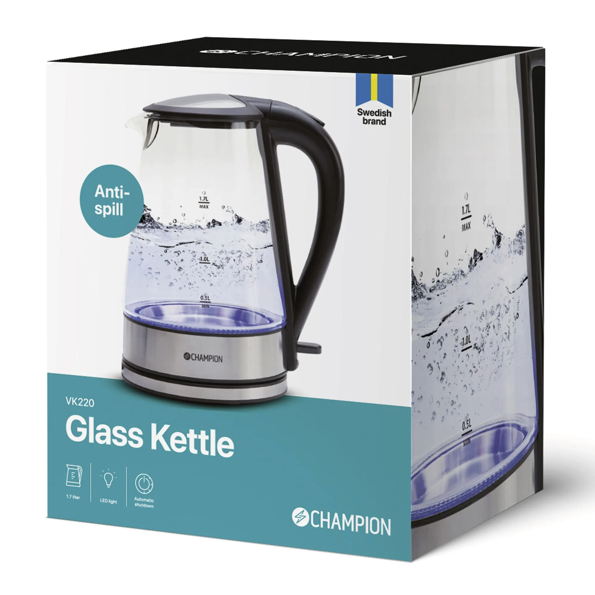 VK220 elkedel 1,7 liter, glas, produktbillede 4 af 4, Elkedler hos HomeNordic