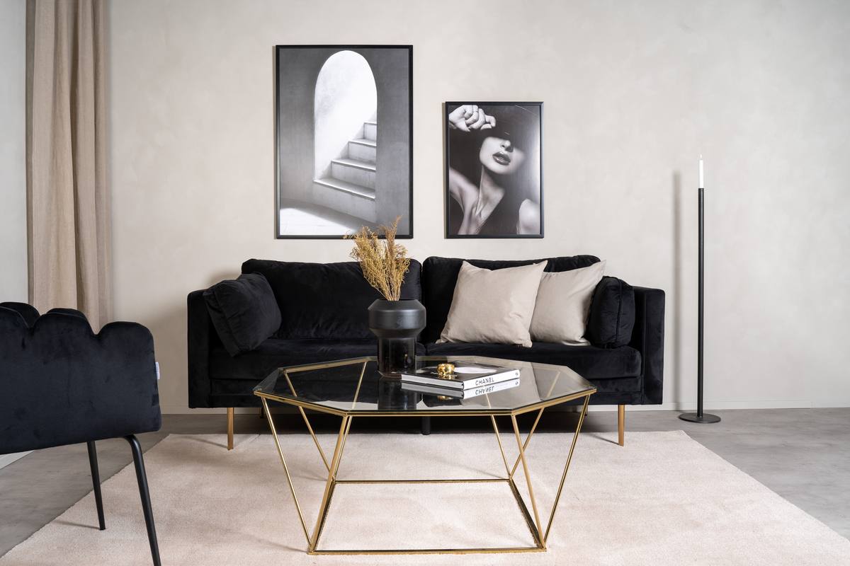 Octogon - Sofabord i guldfarvet metal og glas, produktbillede 3 af 5, Moderne designs hos HomeNordic