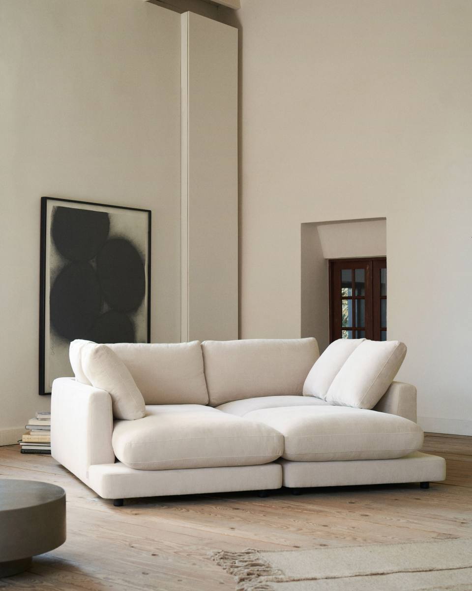 KAVE HOME Gala 3 pers. sofa, m. dobbelt chaiselong - beige stof (210cm) – billede 7