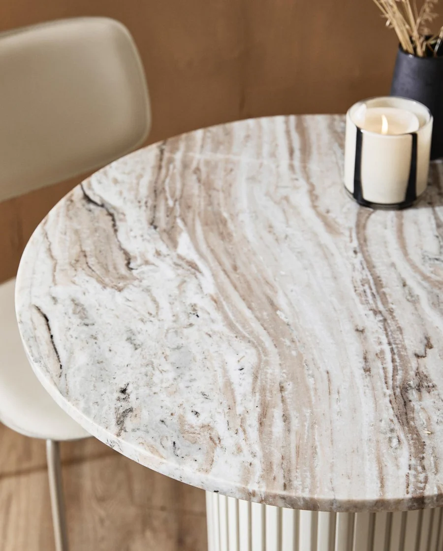 NORDAL ERIE CAFEBORD I TRÆ/MARMOR HVID/BEIGE, produktbillede 3 af 3, Spiseborde hos HomeNordic