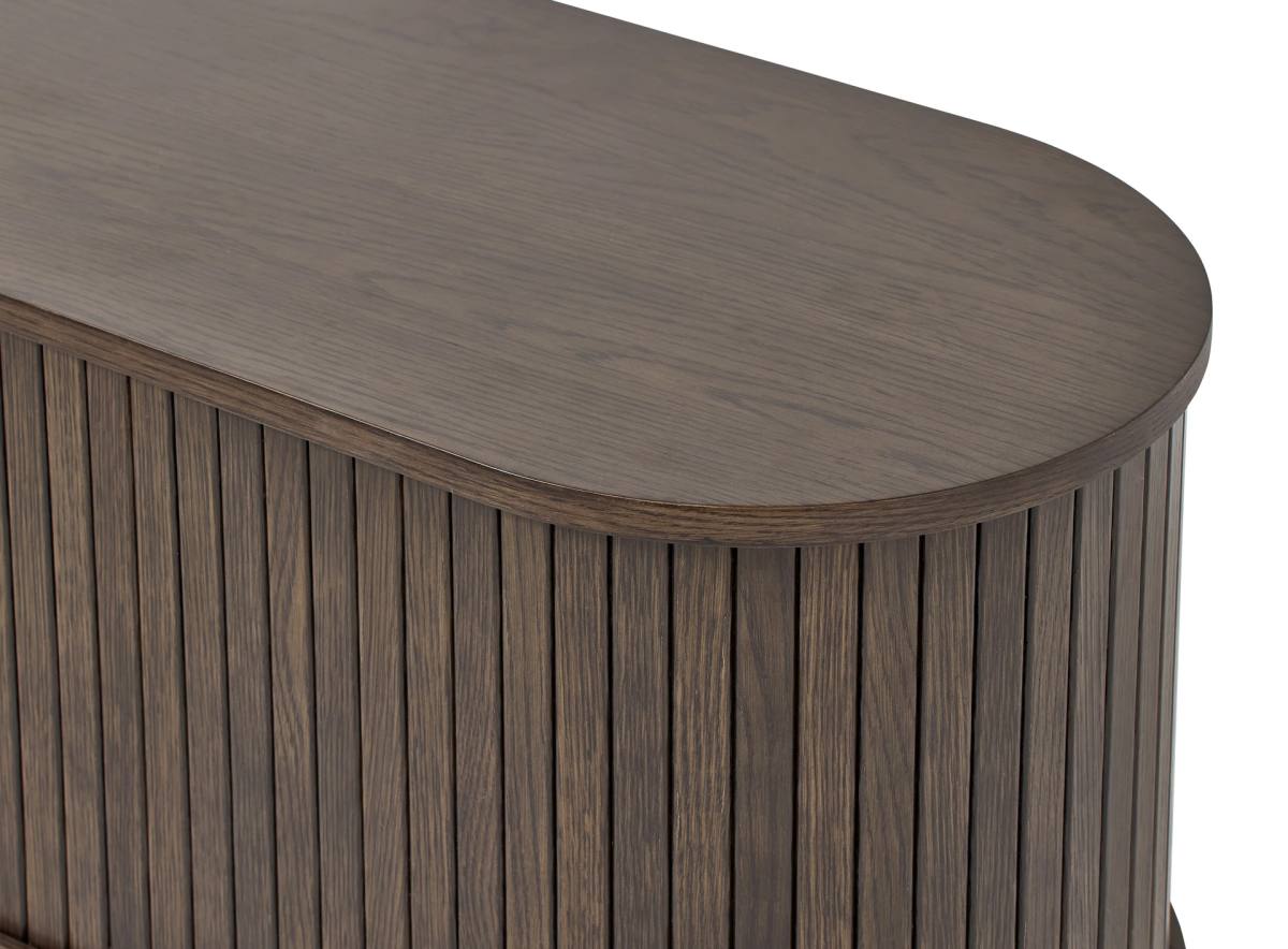 Meta TV-bord, m. 2 skydelåger og 3 hylder, oval, produktbillede 4 af 4, TV-borde hos HomeNordic