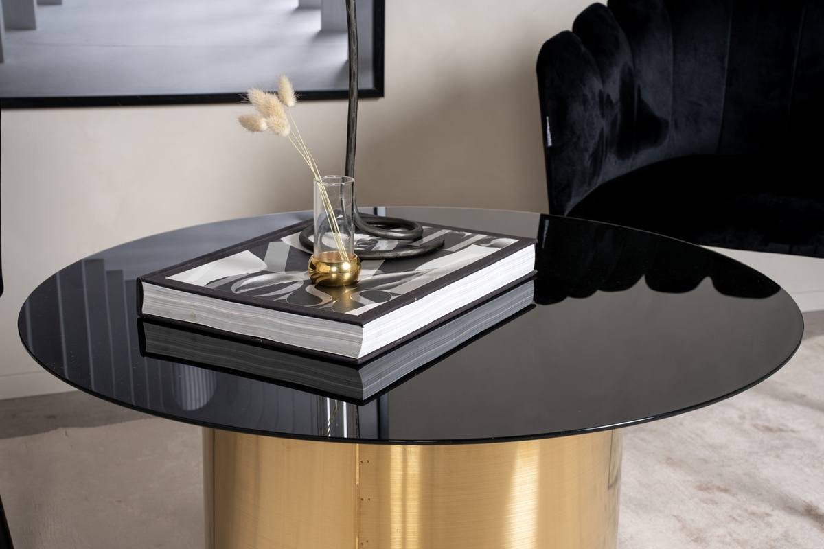 Kreta - Sofabord i guldfarvet cylinderformet metal og glas, produktbillede 4 af 7, Moderne designs hos HomeNordic