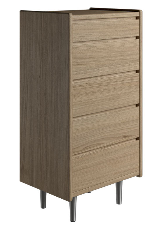 Krone kommode 50 cm bred med 5 skuffer i olieret egefiner, Kommoder hos HomeNordic