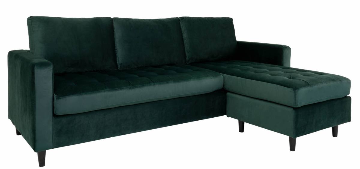Milano Lounge sofa mørkegrøn velour, Sofaer hos HomeNordic