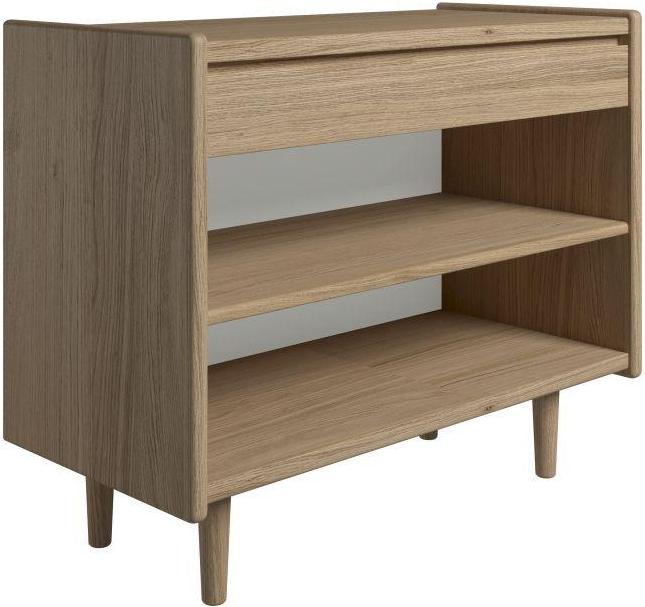 Krone 80 cm bredt sengebord i olieret egefiner med 1 skuffe og 1 hylde, Sengeborde hos HomeNordic